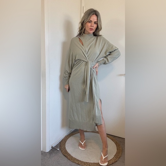 Jonathan Simkhai Skyla Self Tie Wrap Midi-Dress - Picture 5 of 17